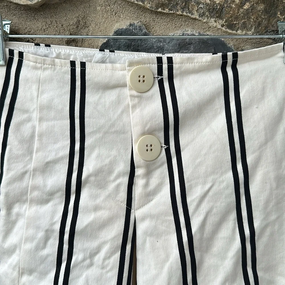 NWT Stella Women's Size 8 Beige Striped Origami Shorts Button Closure